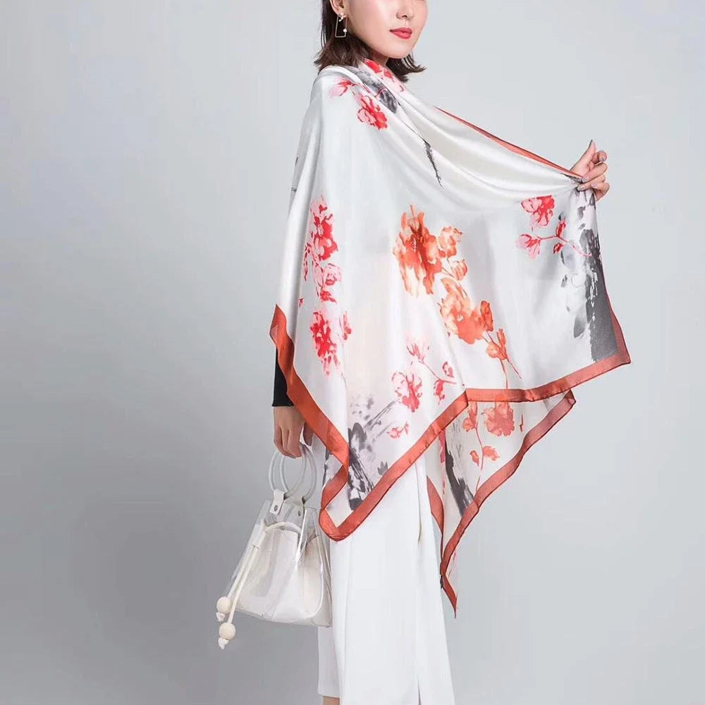 Travel Beach Scarve Bikini Large Sunscreen Shawl Design Floral Sarong Wrap Scarf Women Luxury Swimsuit Bathing Cover-up 90x180cm
