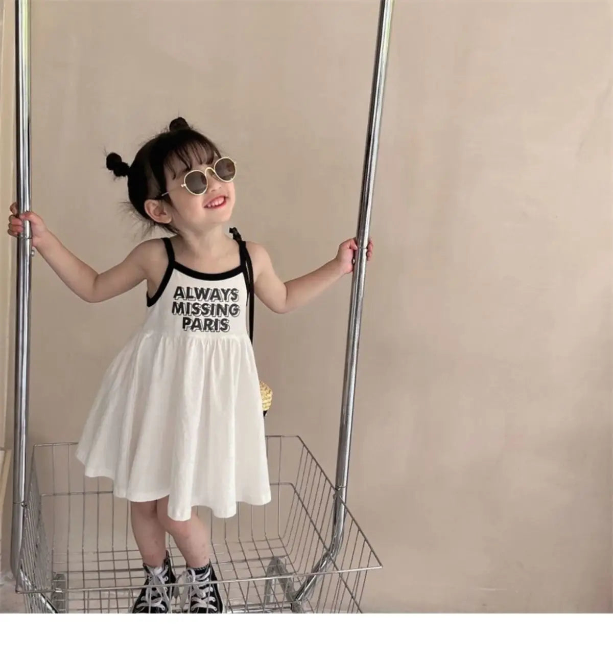 2026 Summer Girls Cute Print One Piece Suspender Dress Casual Design