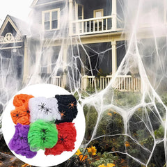 Halloween Decoration Spider Web,Artificial Cobweb,Stretchy Cobweb With Spider,Horror Gothic Haunted House Home Decor