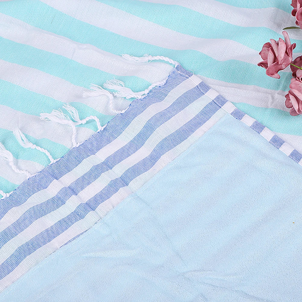 100% Cotton Turkish Tassel Beach Towel Double Layer Thickened, Soft and Sandproof Lightweight, Suitable for Outdoor Traveling