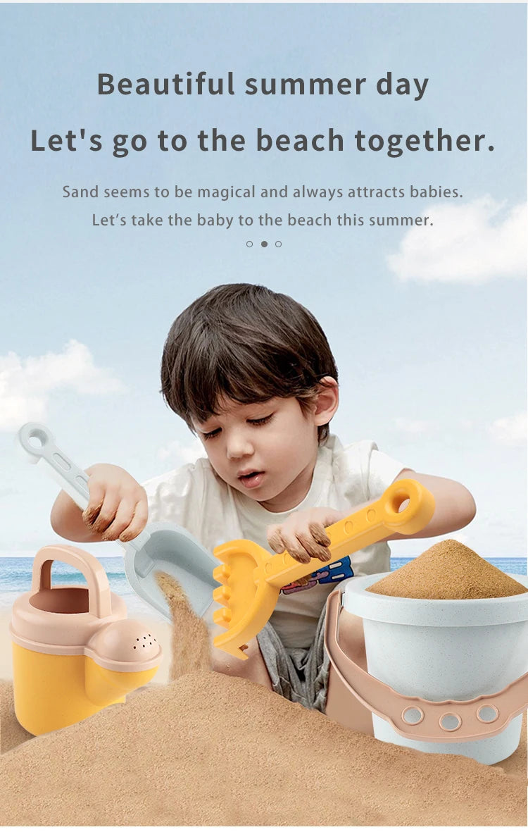 Children's beach toy straw beach bucket set can be loaded with sand digging tools to water flowers outdoor wheat straw toys.