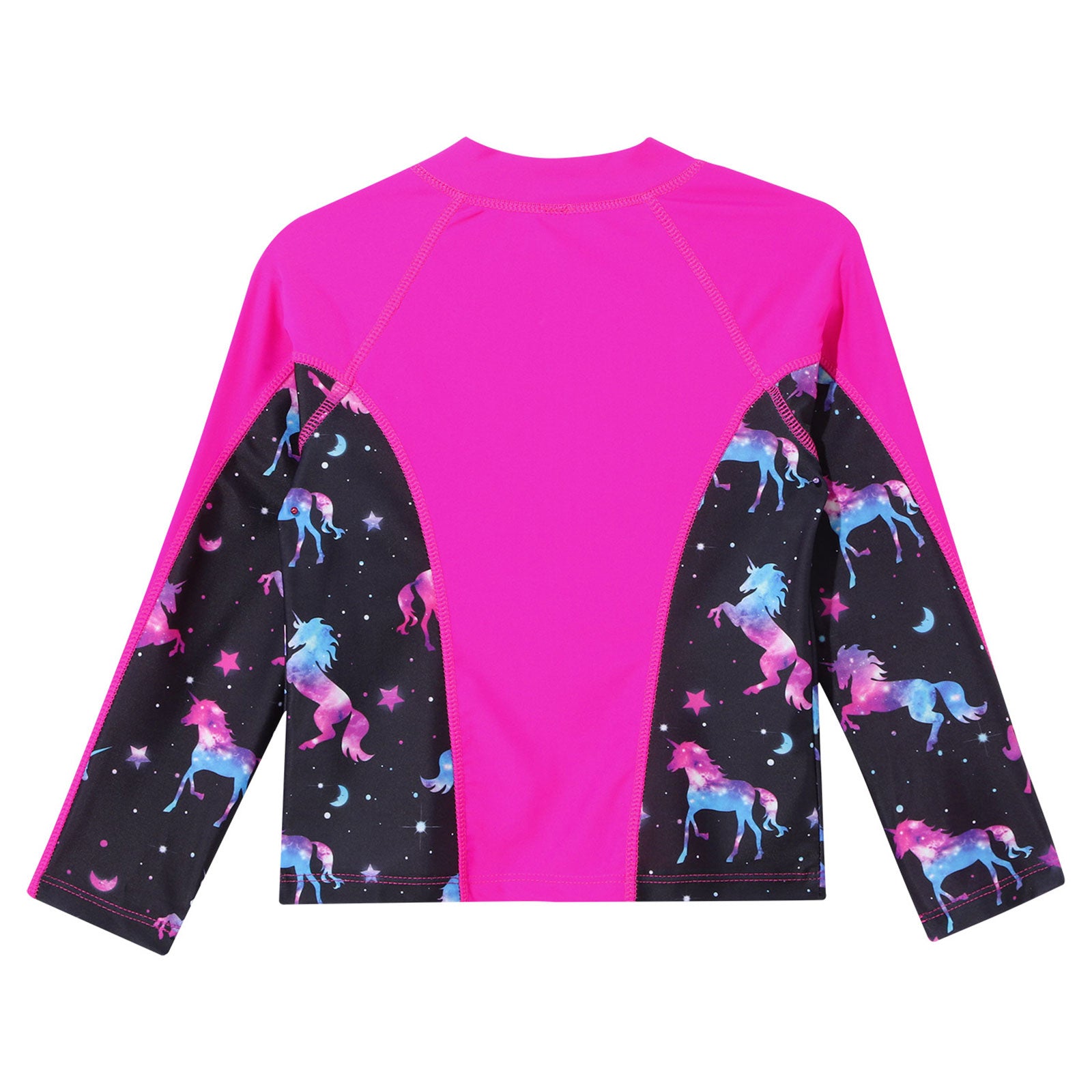 Kids Girls Print Rash Guard T-Shirt Swim Top Long Sleeve Zipper Tops UPF 50+ Sun Protection Pool Swimming Bathing Beach Swimwear