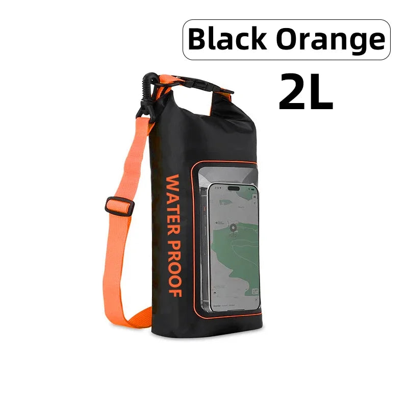 2L/5L Waterproof Dry Bag Touch Screen Swimming Waterproof PVC Bag Rafting Floating Outdoor Sport Bag Surfboard Kayak Storage Bag