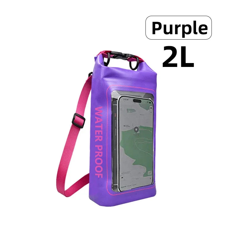 2L/5L Waterproof Dry Bag Touch Screen Swimming Waterproof PVC Bag Rafting Floating Outdoor Sport Bag Surfboard Kayak Storage Bag