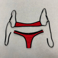 Sexy Y2K Spice Girl Contrast Color Bikini Retro Adjustable Shoulder Strap Backless Summer Beach Split Swimsuit
