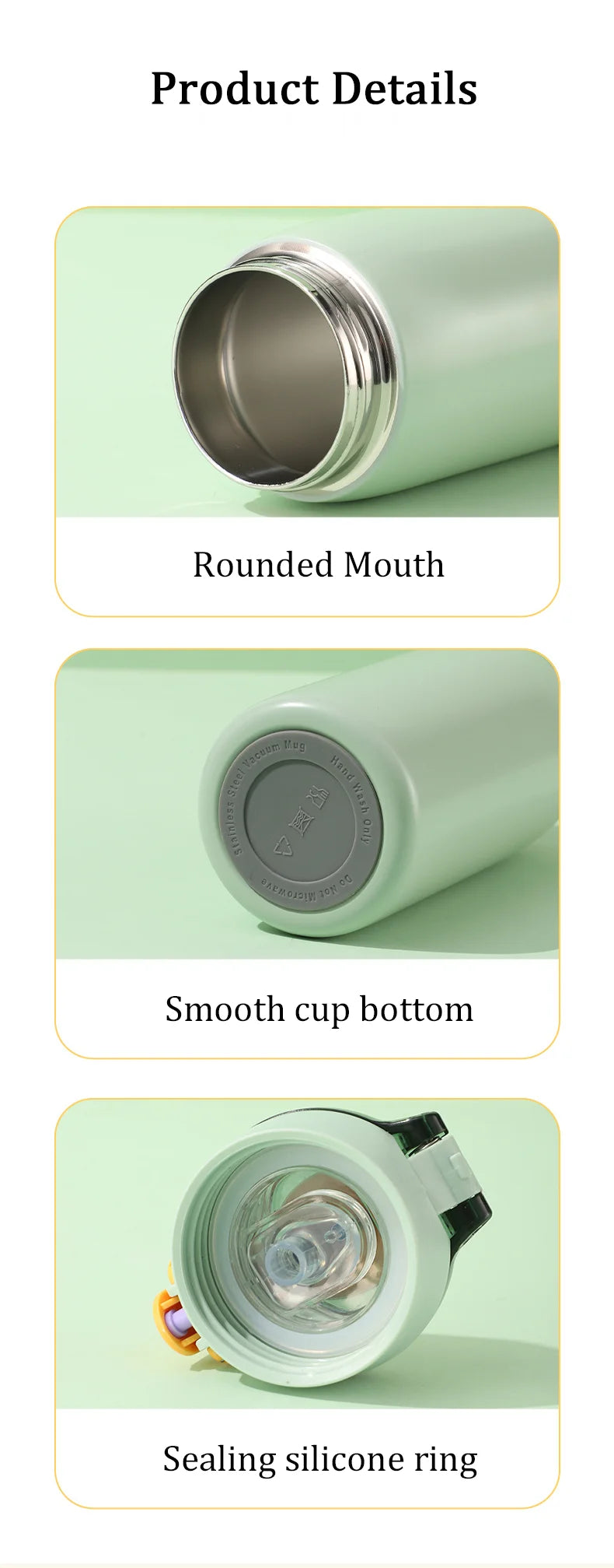 320/460ML Kids Stainless Steel Thermal Bottle Portable Kids Straw Mug Cold and Hot Thermal Thermos Student Water Bottle