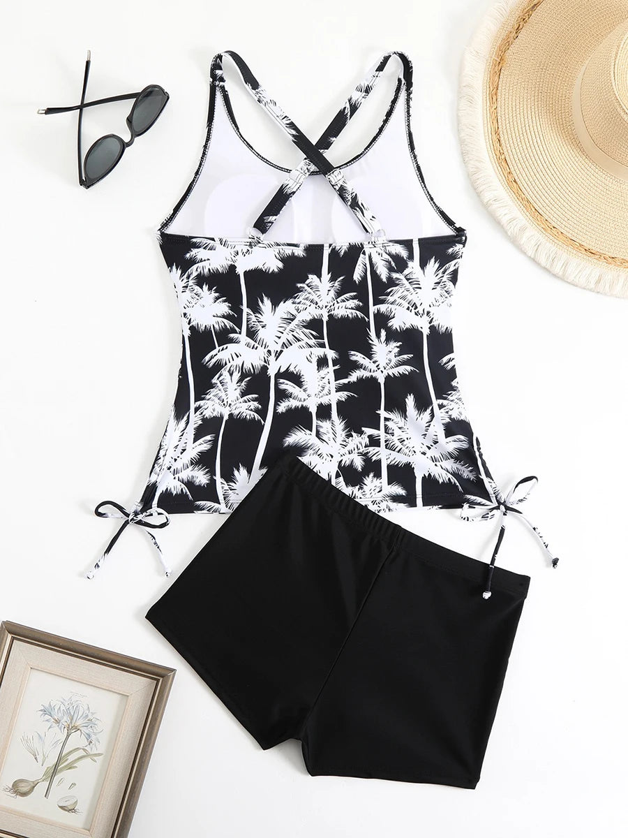 Tankini Two Piece Swimsuit Women Printed Swimwear Female Bathers Bathing Swimming Swim Suit Beach Wear XXL