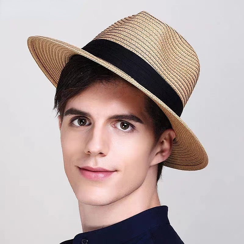 Large Size 56-58 59-60cm New Natural Panama Straw Hat Summer Men Women Wide Brim Beach UV Protection Fedora Sun Hat Wholesale