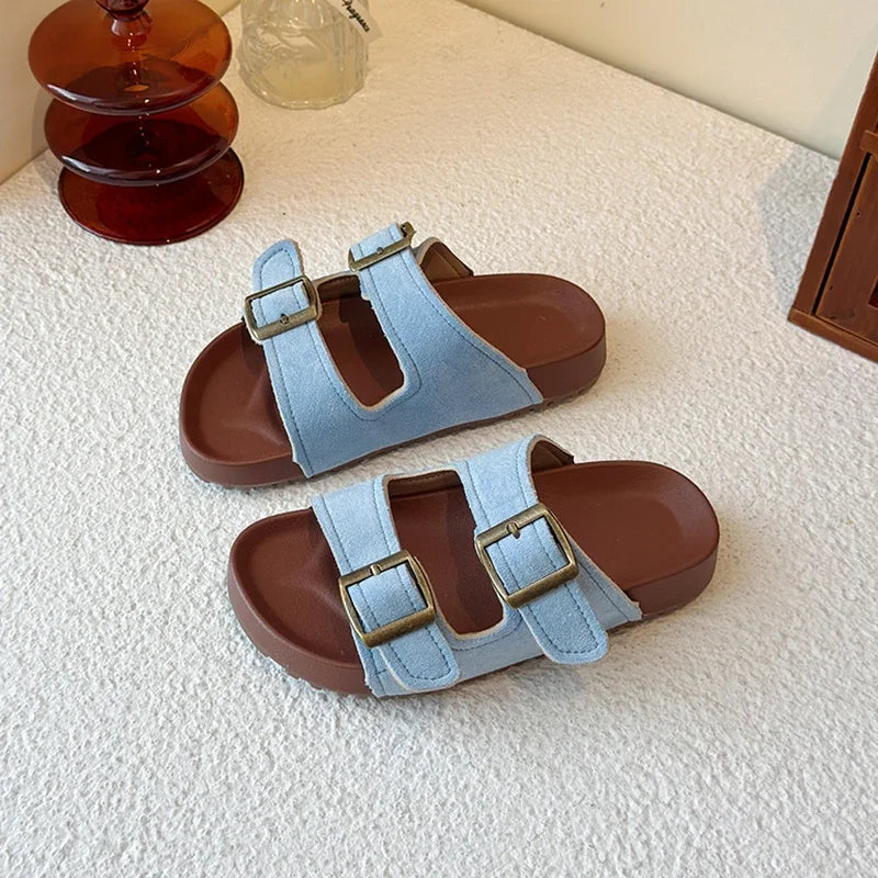 New Trend Girls Open-toe Slippers Summer Children's Causal Slip-on Shoes Fashion Kids Simple Boys Beach Flat Slippers Non-slip