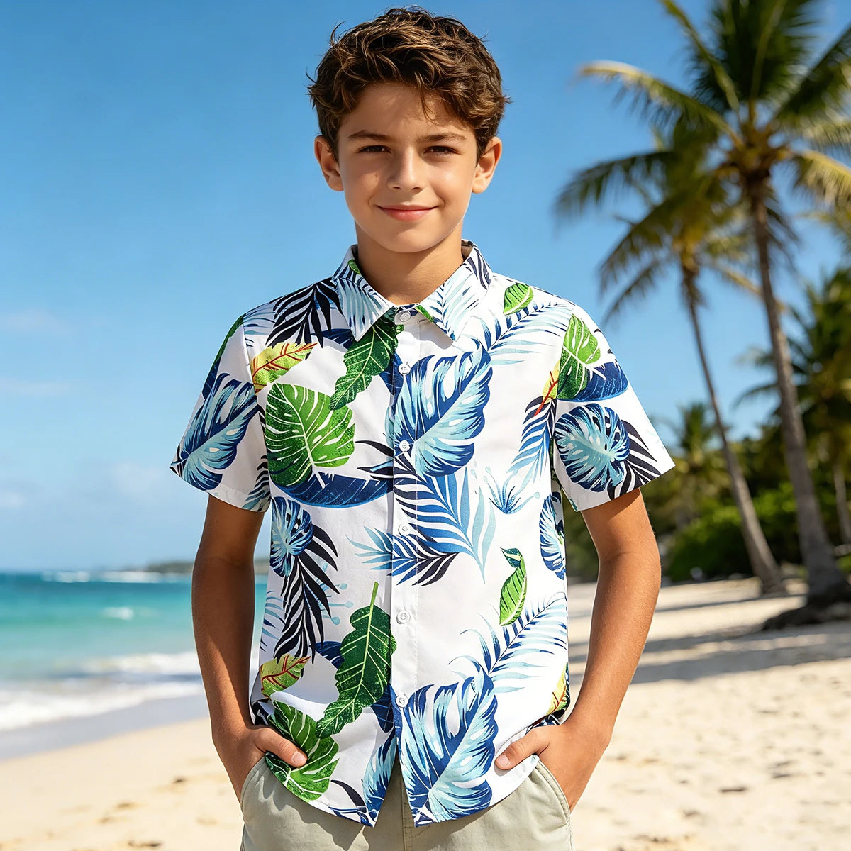 Boys Hawaiian Shirt Kids Summer Beach School Gift Casual Top Teenager Novelty Fashion Daily Holiday Birthday Tee