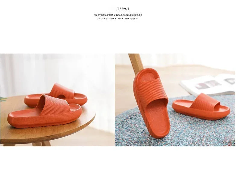 EVA Beach Slippers Thick Sole 4cm Cloud-Like Comfort Home Use Couple Height Increasing Indoor Solid Color Summer Sandals