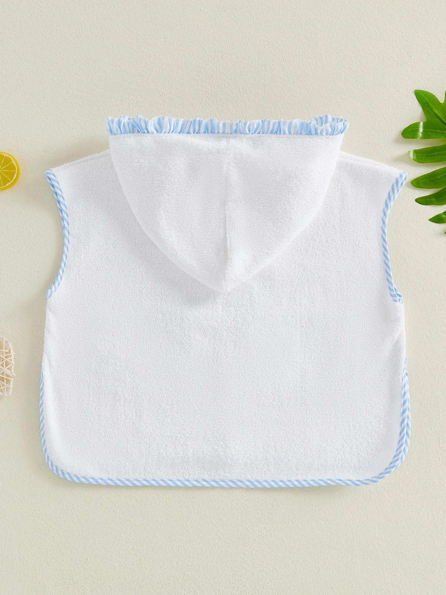 0-4Y Toddler Girl Swimwear Cover Ups for Beach Pool Striped Ruffled Trim Hooded Shawl Robe 2026 Spring Summer Kids Beachwear