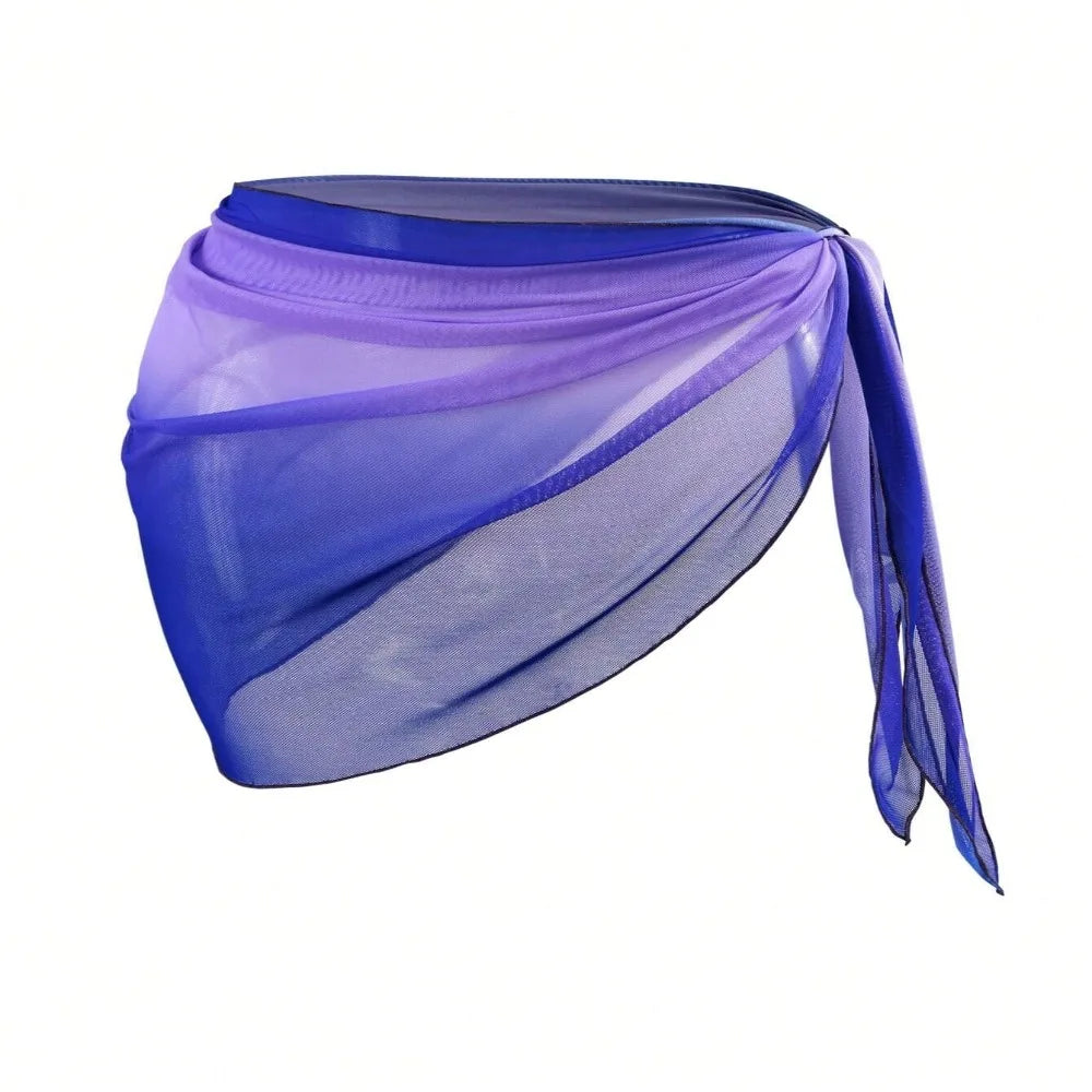 Chiffon Material Beach Dress UPF Protection Short Length Swimsuit Coverups Gradient Color Sheer Fabric Beach Cover Up Skirt