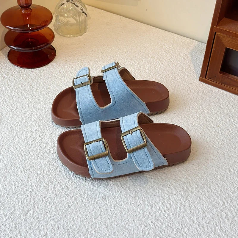New Trend Girls Open-toe Slippers Summer Children's Causal Slip-on Shoes Fashion Kids Simple Boys Beach Flat Slippers Non-slip