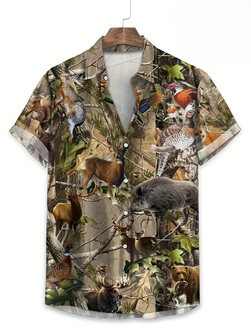 Floral Shirts Men's Hawaii Holiday Party Blouse 2025 Lapel Beach Shirt Flower Camisas Short-sleeved Womens Clothes