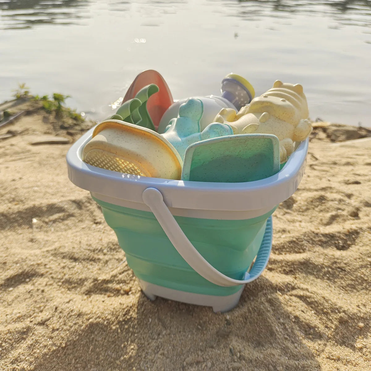 11PCS Beach Castle Bucket Sand Play Water Set Folding Bucket Summer Toys for Children Outdoor Travel Game Sandbox Accessories