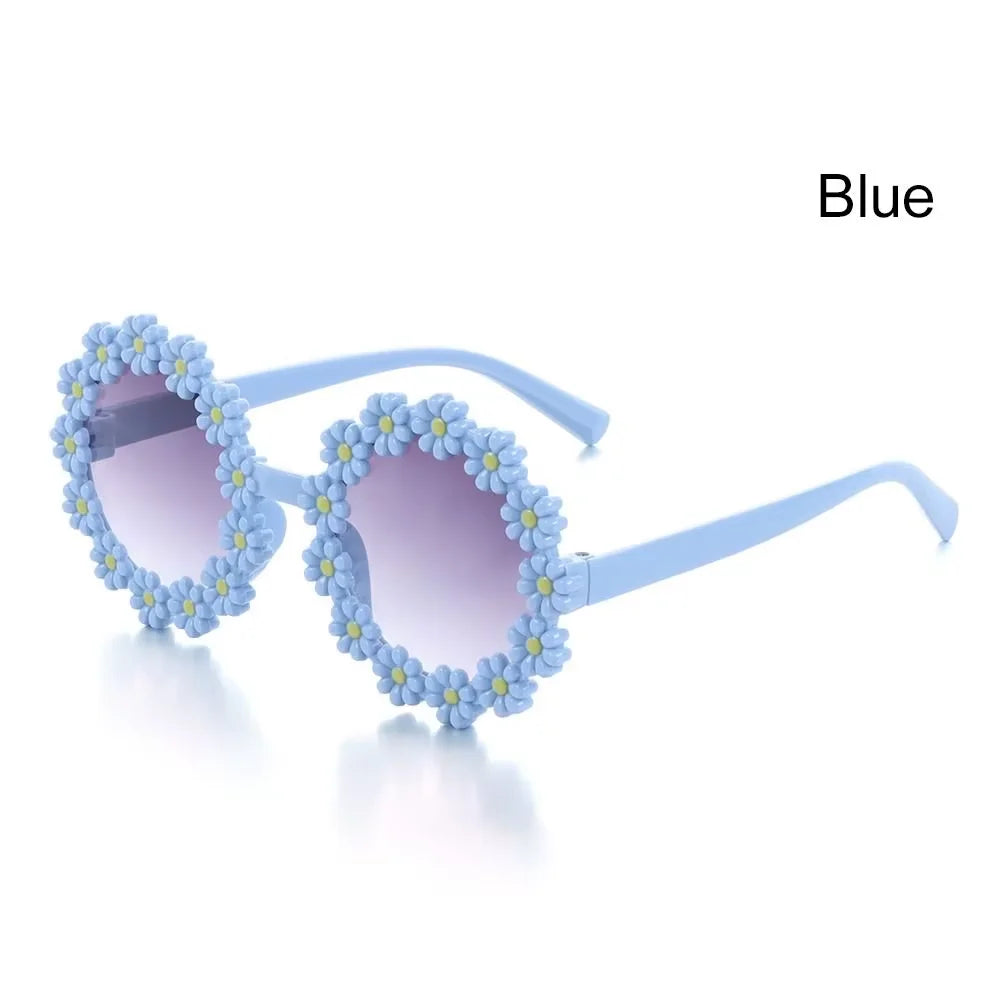 Round Flower Sunglasses for Kids Cute Daisy Glasses Children Outdoor Sun Protection Shades Fashion Funny Party Eyewear