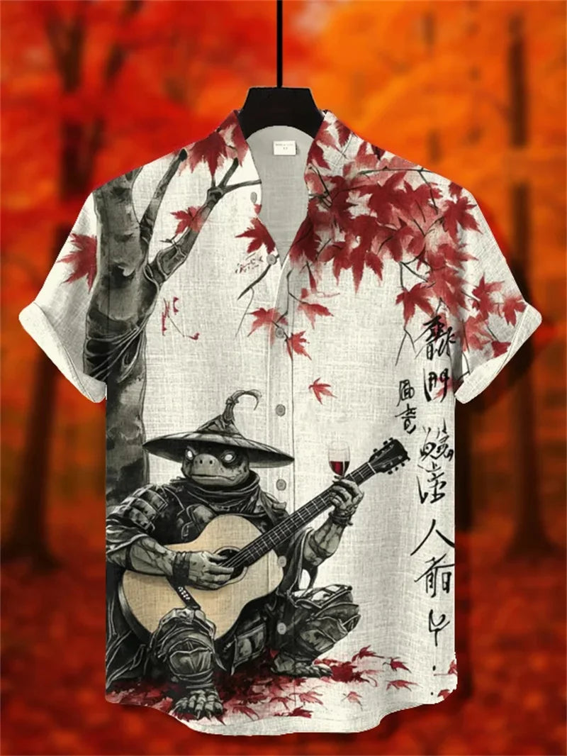 Summer Fashion New Men's Linen Hawaiian Shirt 3D Printed Shirt Short Sleeve Casual Beach Shirt Vintage Shirt