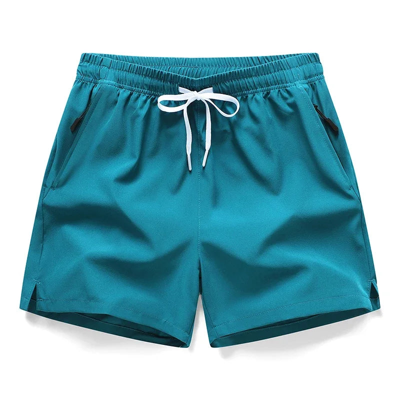 3/4 Sport Shorts Summer Men Casual Solid Ice Silk Light Sweat Absorb Quick Dry Running Fitness Outdoor Loose