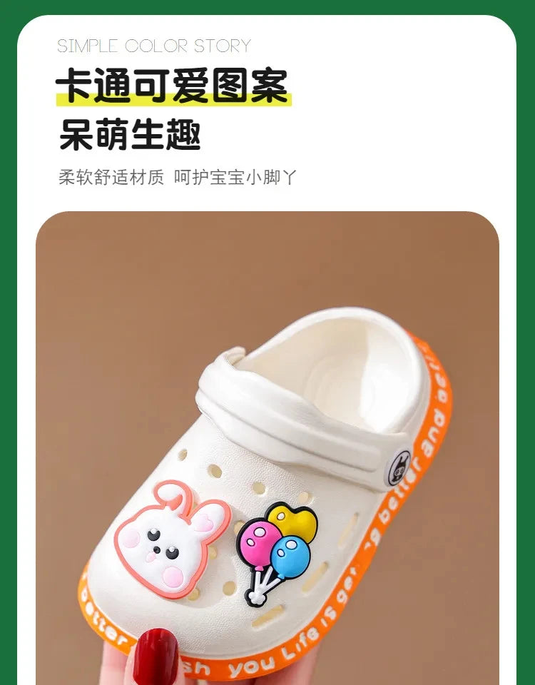 Kids Summer Sandals Hole Children's Shoes Slippers Soft Anti-Skid Cartoon DIY Design Hole Baby Shoes Sandy Beach For Boys Girls