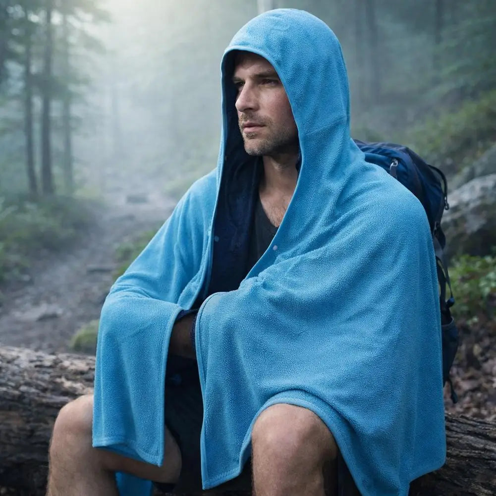 Cooling Hooded Towel Poncho UV Protection Sun Shield for Swimming Beach Pool Outdoor Sports Wipe Sweating Towel