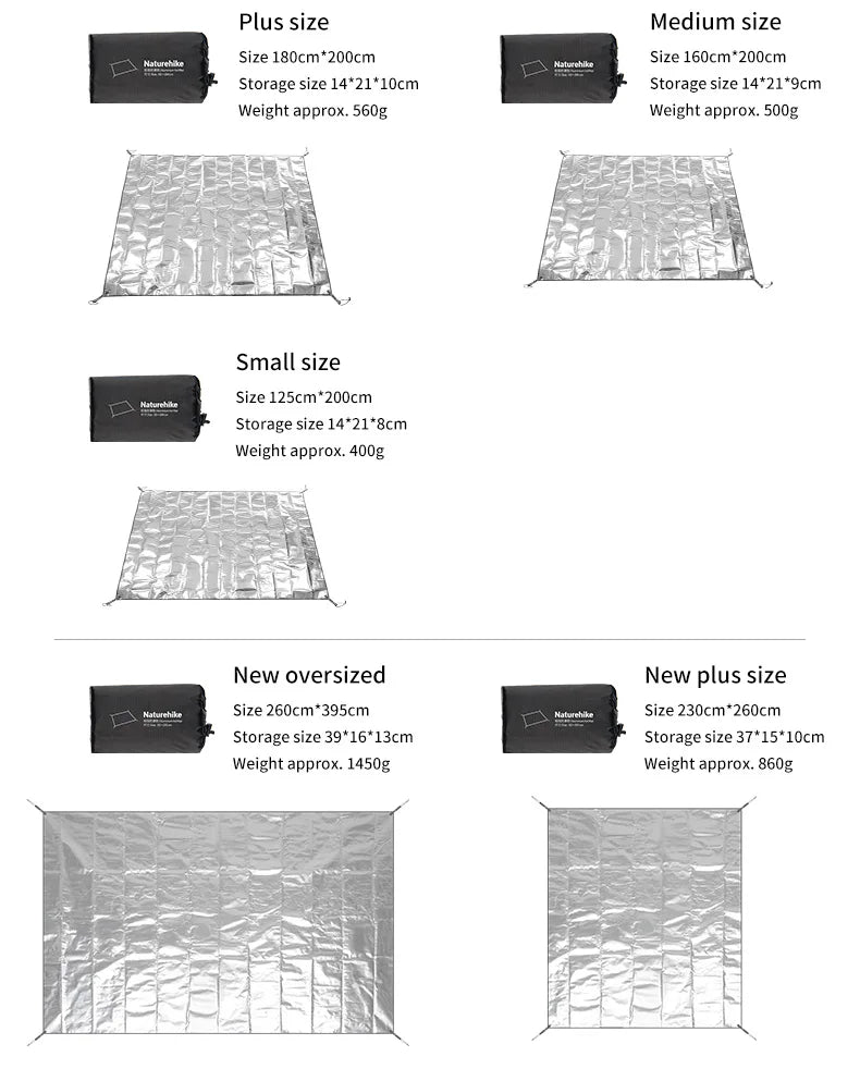 Naturehike Camping Groundsheet Foam Foil Blanket Multifunctional PE Aluminum Foil Moisture Outdoor Beach Picnic Mat Waterproof