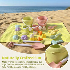 Wheat Straw Kids Beach Toy Set Summer Outdoor Sand Play Kit Eco-Friendly Portable Sand Bucket and Shovel Set Holiday Gifts
