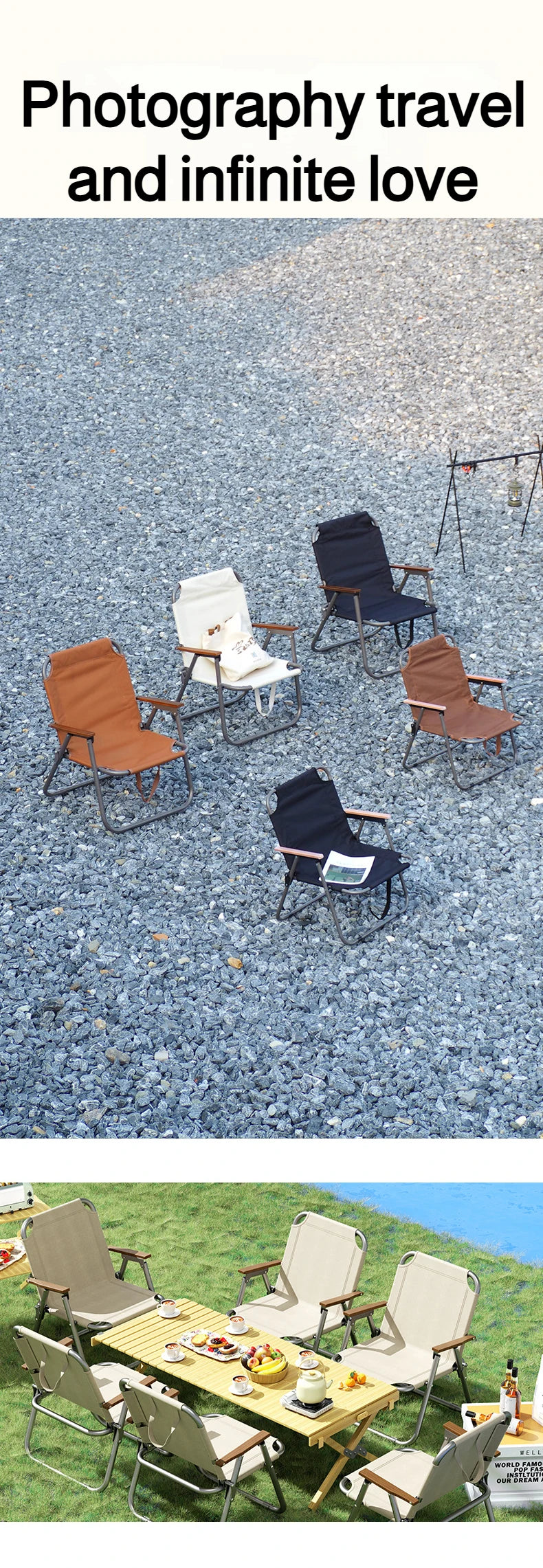 Portable Camping Chair Picnic Oxford Cloth Chair Beach Fishing Chair Outdoor Folding Beach Chair with Non-slip Mat Aluminum Blac