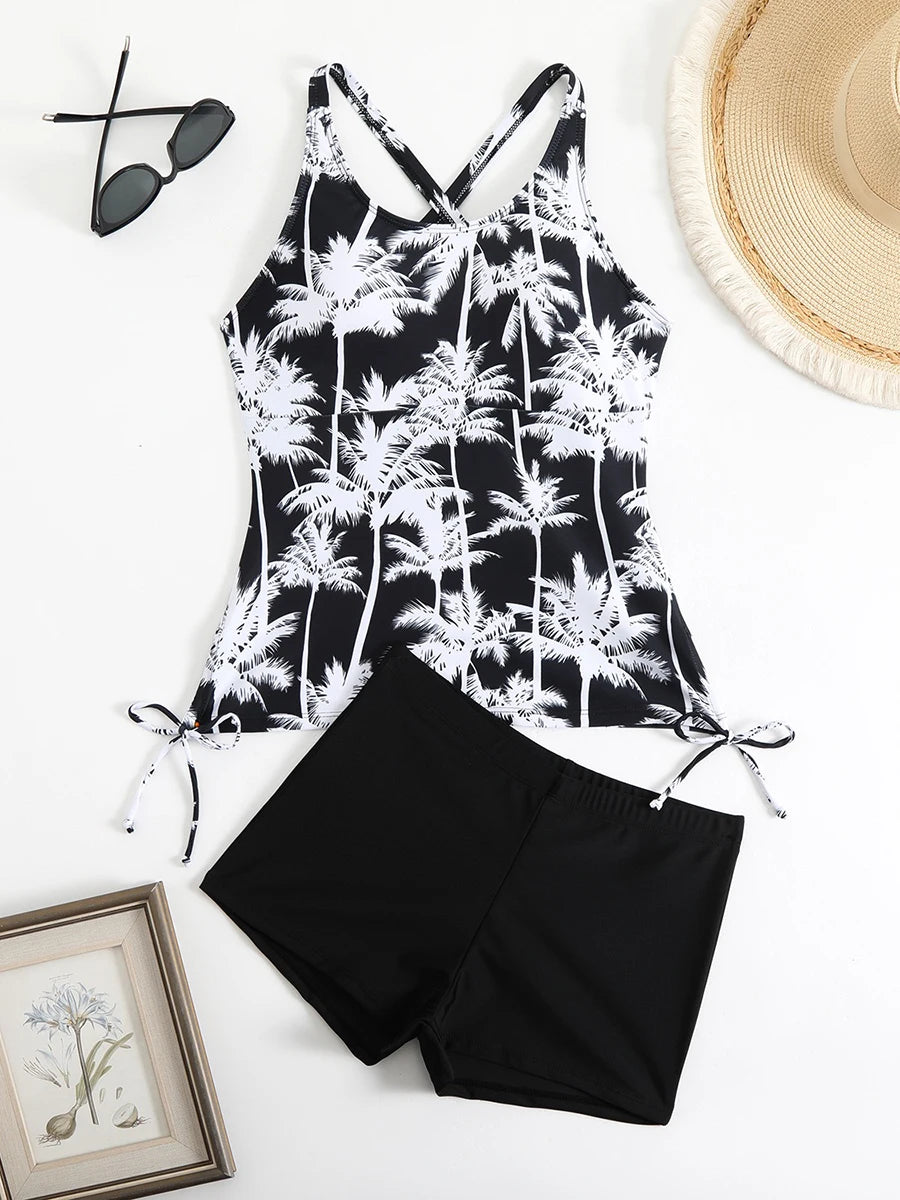 Tankini Two Piece Swimsuit Women Printed Swimwear Female Bathers Bathing Swimming Swim Suit Beach Wear XXL