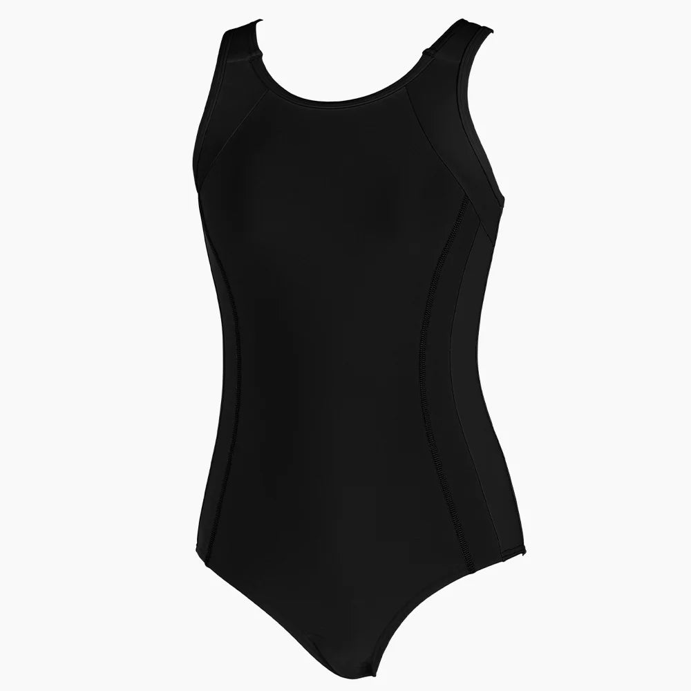 Anfilia Girls One-piece Swimsuit Scoop Neck High Elastic Racerback & Keyhole Modest Leg Cut with Removable Padded Swimwear