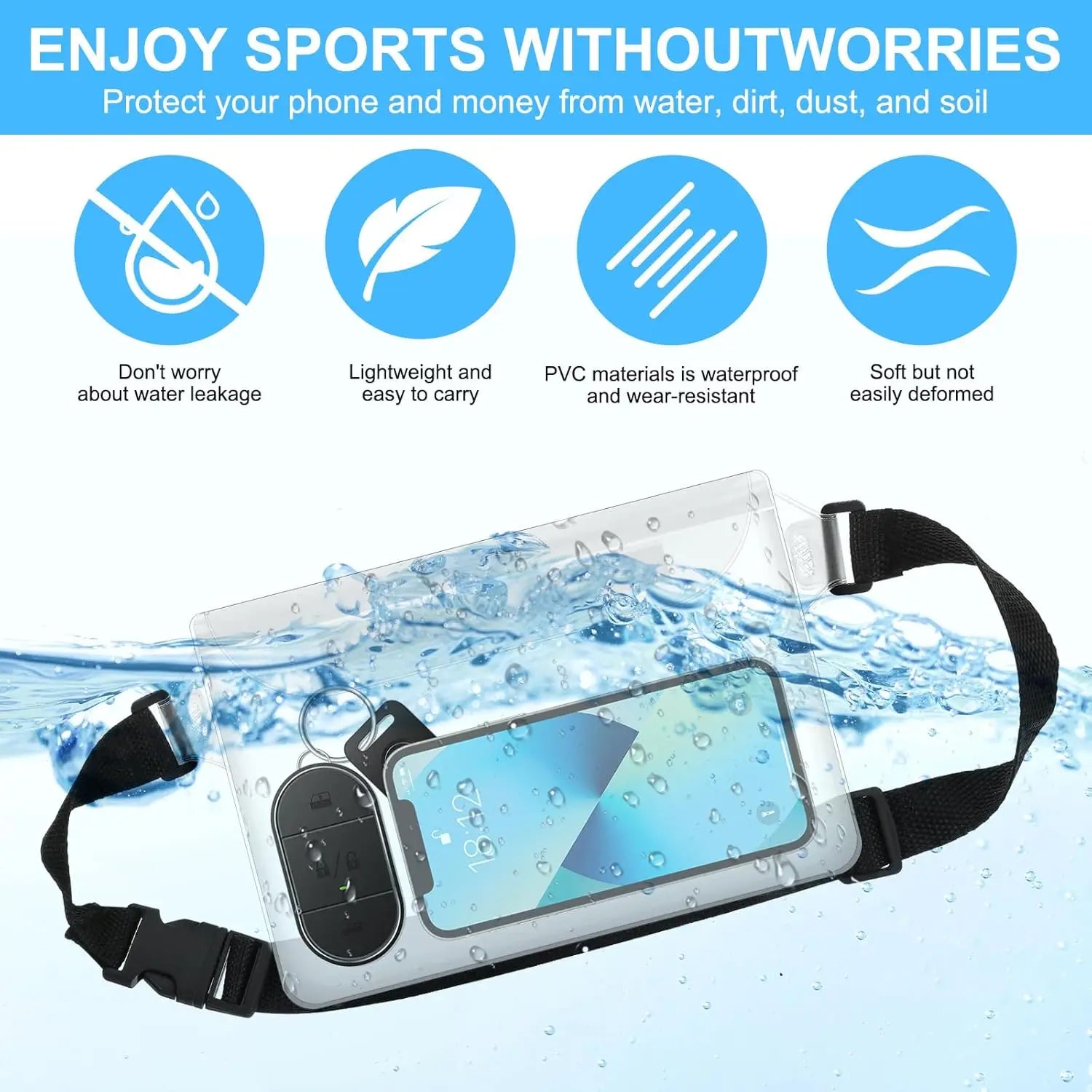 Waterproof Fanny Pack Waist Pouch Triple Zip Dry Bag Phone Passport Holder Beach Swim Kayak Water Sports Cruise Essentials 2026