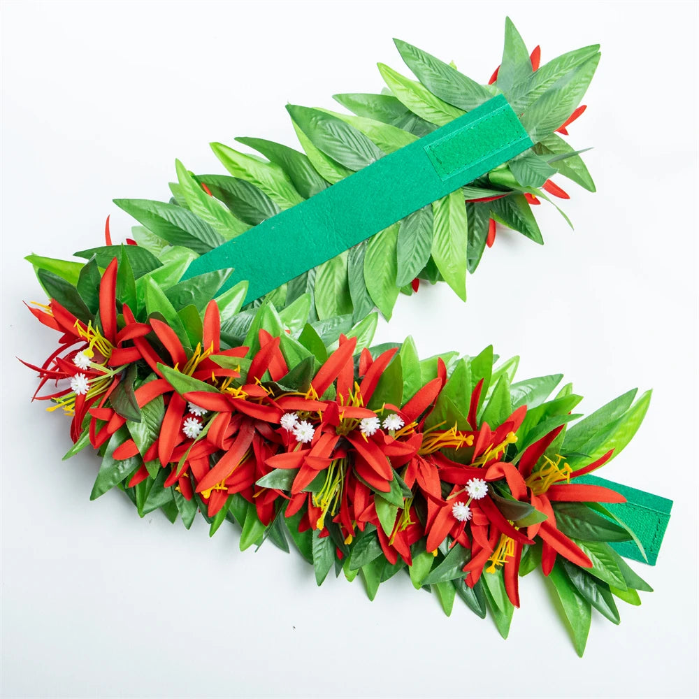 Artificial Maile Leaf Spider Lily Flowers Tropical Haku Head Lei Po'o Hawaii Crown Handcrafted Gifts Hula Dancing Performace