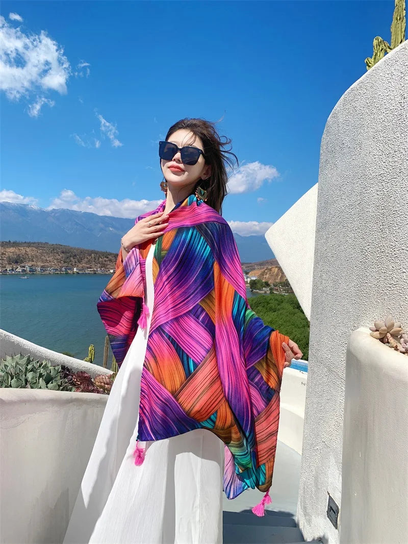 20 Styles 90x180cm Cotton Linen Summer Beach Dress Bikini Cover-ups Sarong Wrap Scarf Women Brazilian Swimsuit Bathing Cover Up