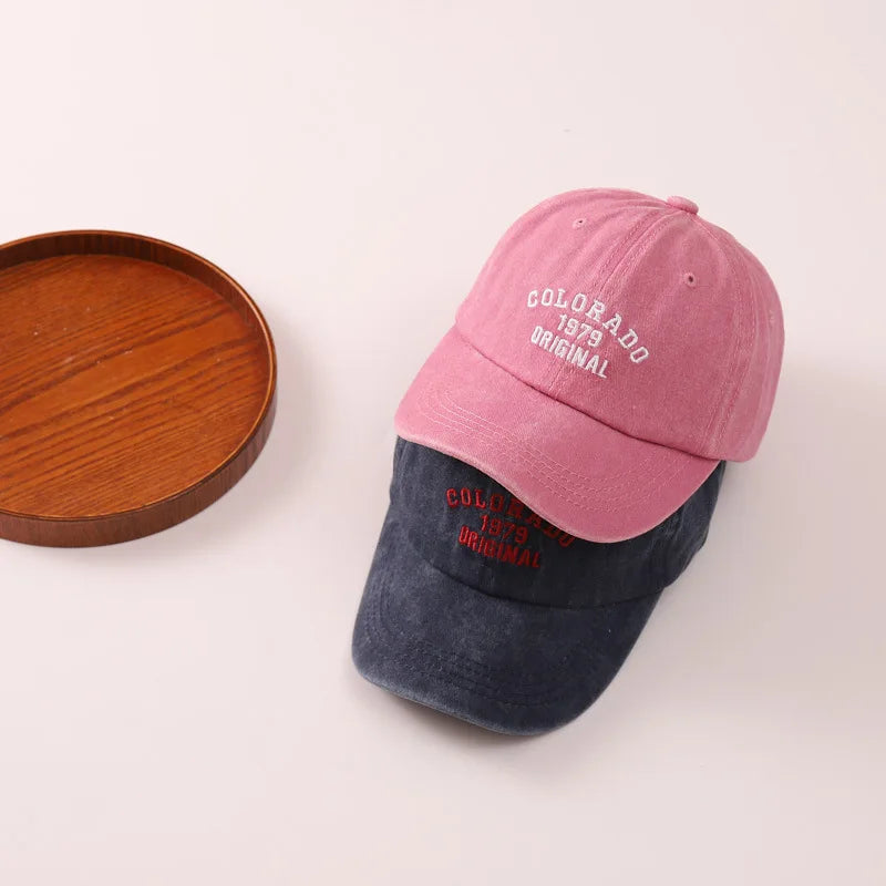 Embroidery Letter Children Baseball Cap Fashion Retro Kids Duck Tongue Hat 2-8Year Boys Girls Duckbill Caps Outdoor Baby Visors