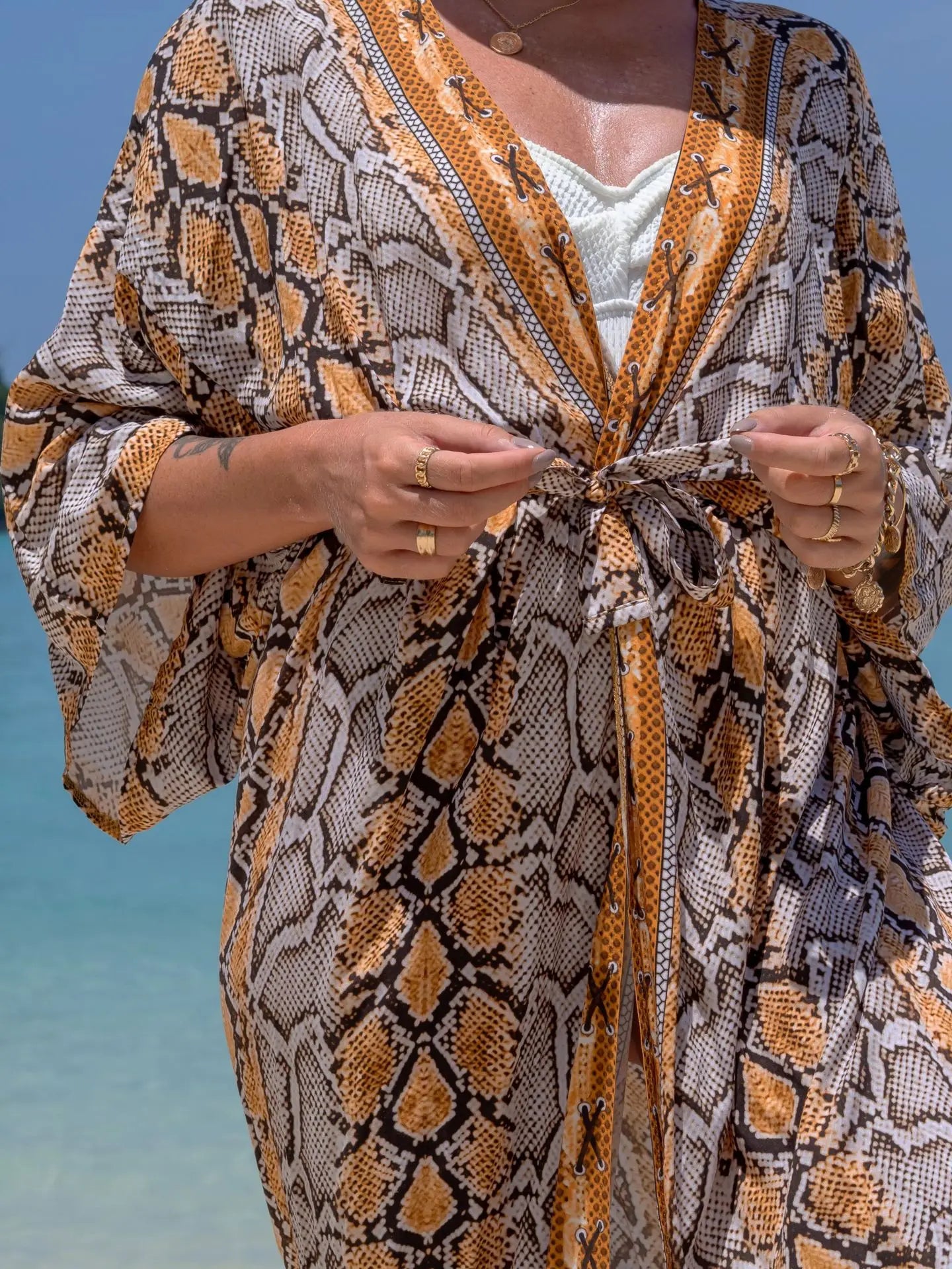 Swimsuit Cover Up Printed Kimono for Sea Boho Coverup Long Luxury Beach Outings Belted Swimwear Cape Holiday Bathing Suits Sales