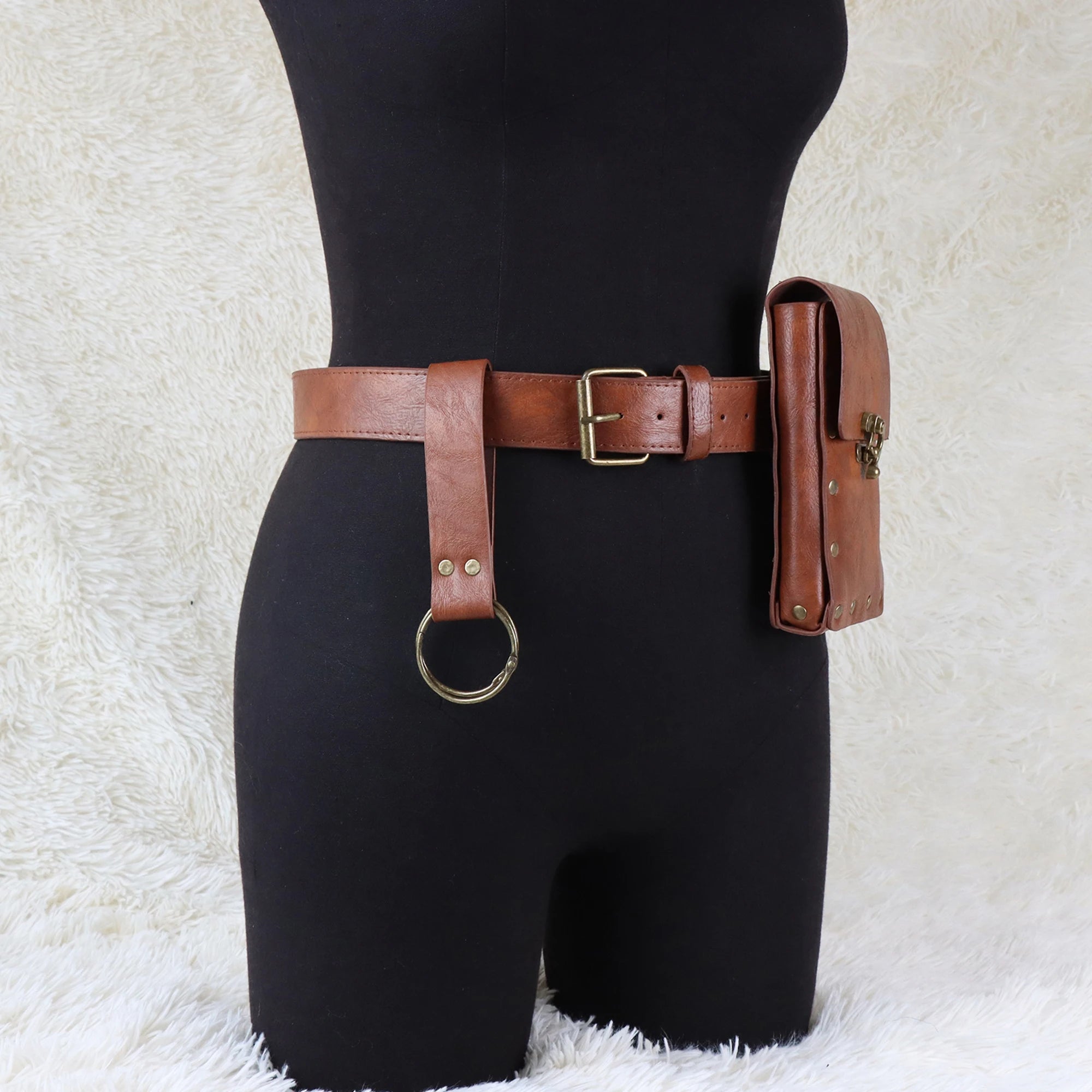 4PCS/1PCS MedievalCosplayLeather Belt Copper Coin Waist Bag Renaissance Dress Steam Belt Role Playing Halloween Belt Set Cosplay