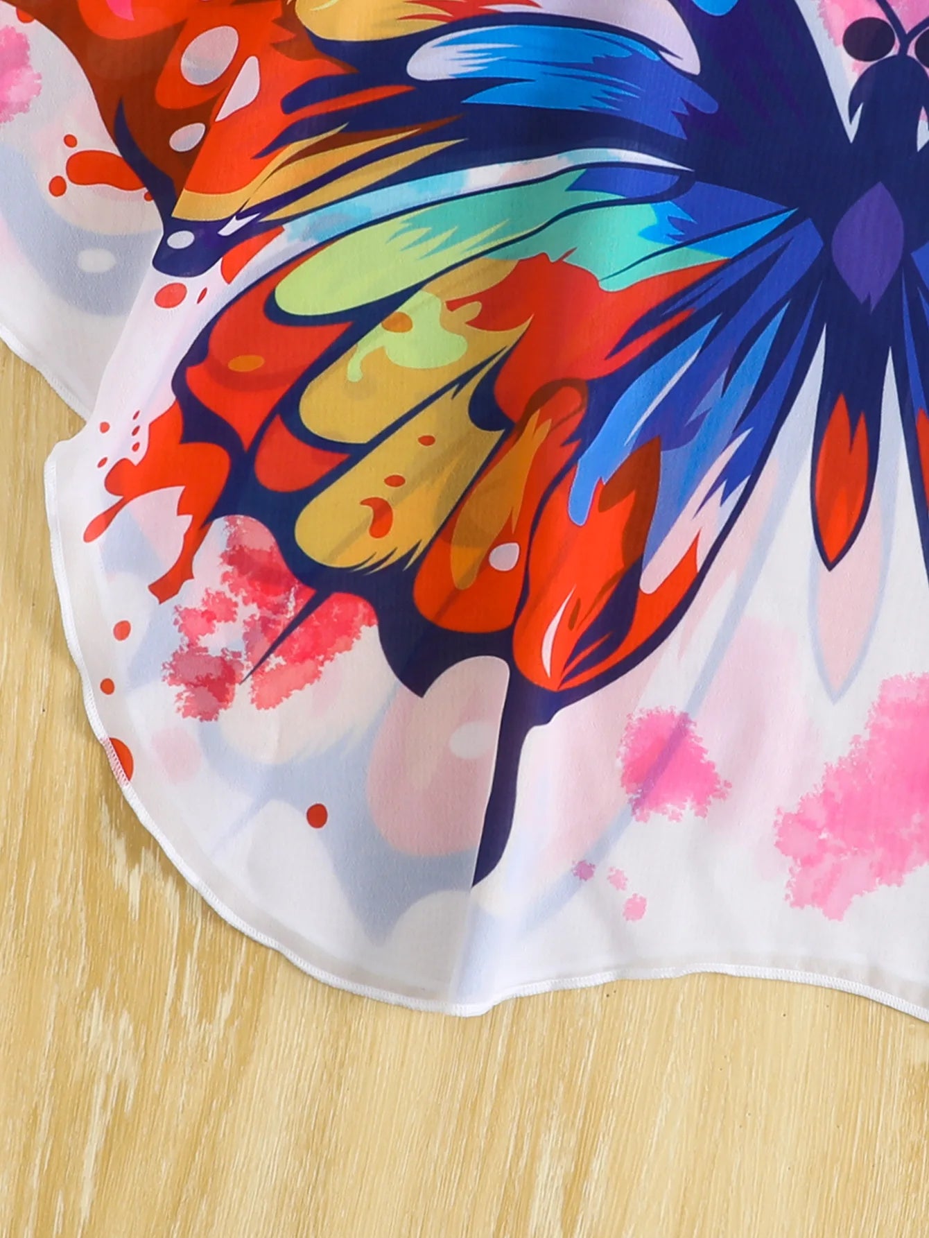 Kids Girls Butterfly Print Sunscreen Shirt Mesh Clothing for Beach Swimming Children's Swimwear Cover-Up Outerwear Single Piece