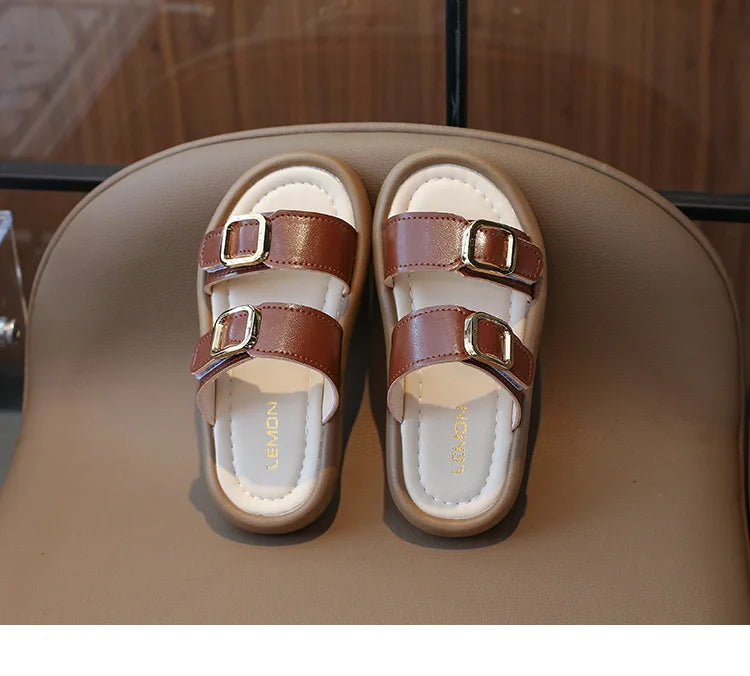New Summer Slippers Boy Fashion Thick Bottom Flip Flops for Children Cut-outs Girls Beach Shoes