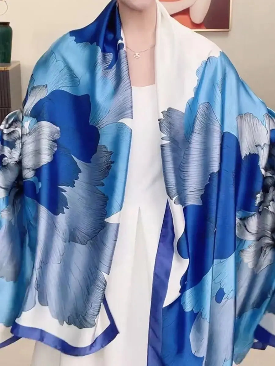 Travel Beach Scarve Bikini Large Sunscreen Shawl Design Floral Sarong Wrap Scarf Women Luxury Swimsuit Bathing Cover-up 90x180cm