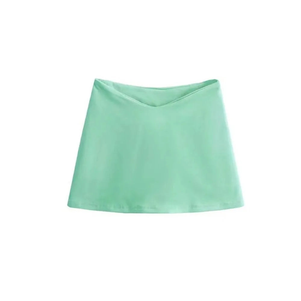 Simple Y2K A-line Short Skirt Low Waist V-shaped Waist Mini Skirts Solid Korean Style Spicy Girl Skirts Beach