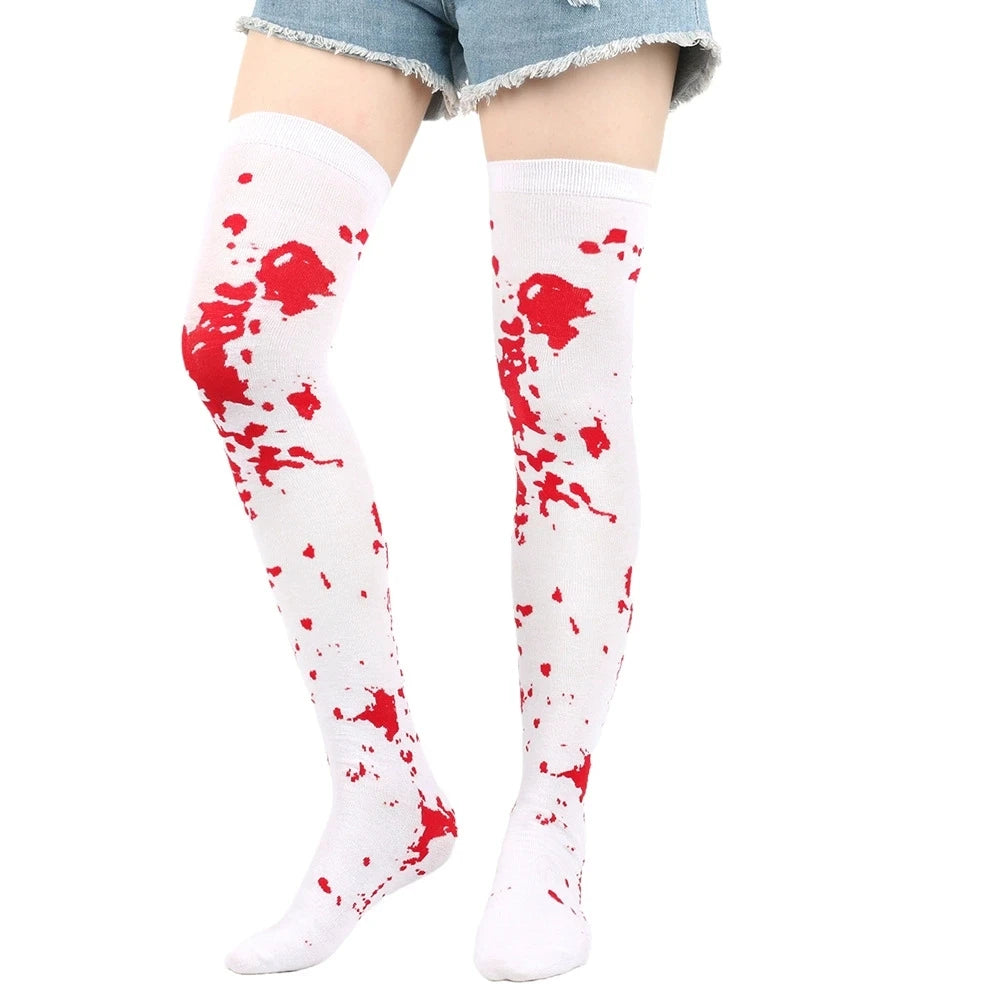 Halloween Stockings Blood Bat Spider Web Socks Festival Dress Up Props Cosplay Makeup Ball Party Skull Head Bone Long Socks New