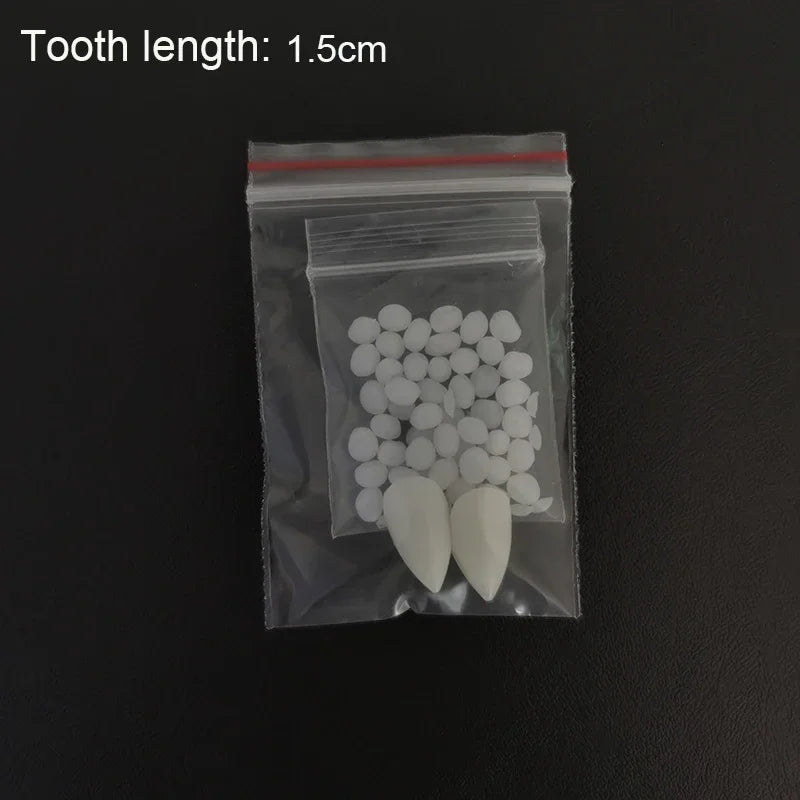 5Pairs Halloween Vampire Teeth Fangs Dentures Prop Party Costume DIY Cosplay Props Decor False Teeth Resin Fangs With Solid Glue