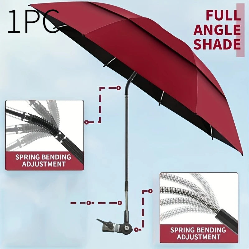 Beach Sunshade Umbrella, Double-Layer Ventilated Canopy for Beach Chair, Camping, Fishing & Outdoor Activities