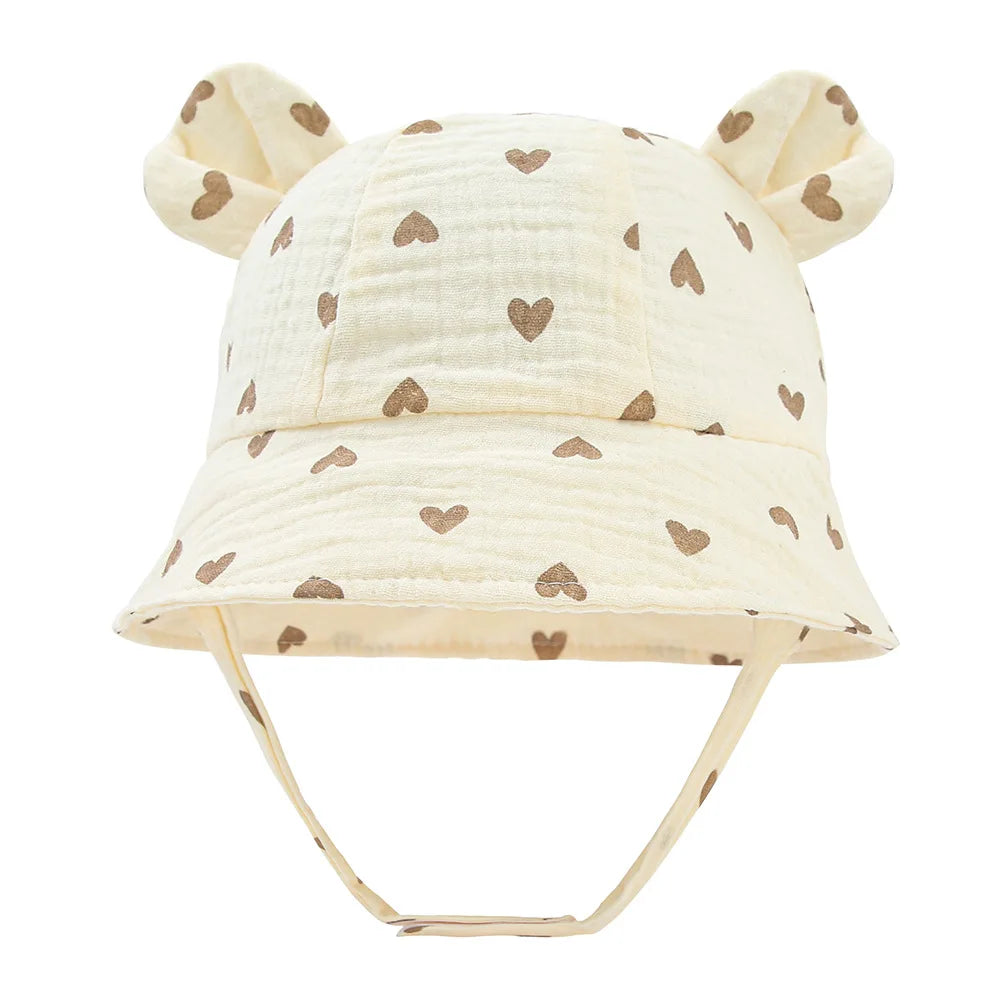 Newborn Boys Girls Bucket Hat Summer Kids Toddler Panama Cap 0 to 12 Months Soft Cotton Baby Sun Hat With Ears Cute Bunny