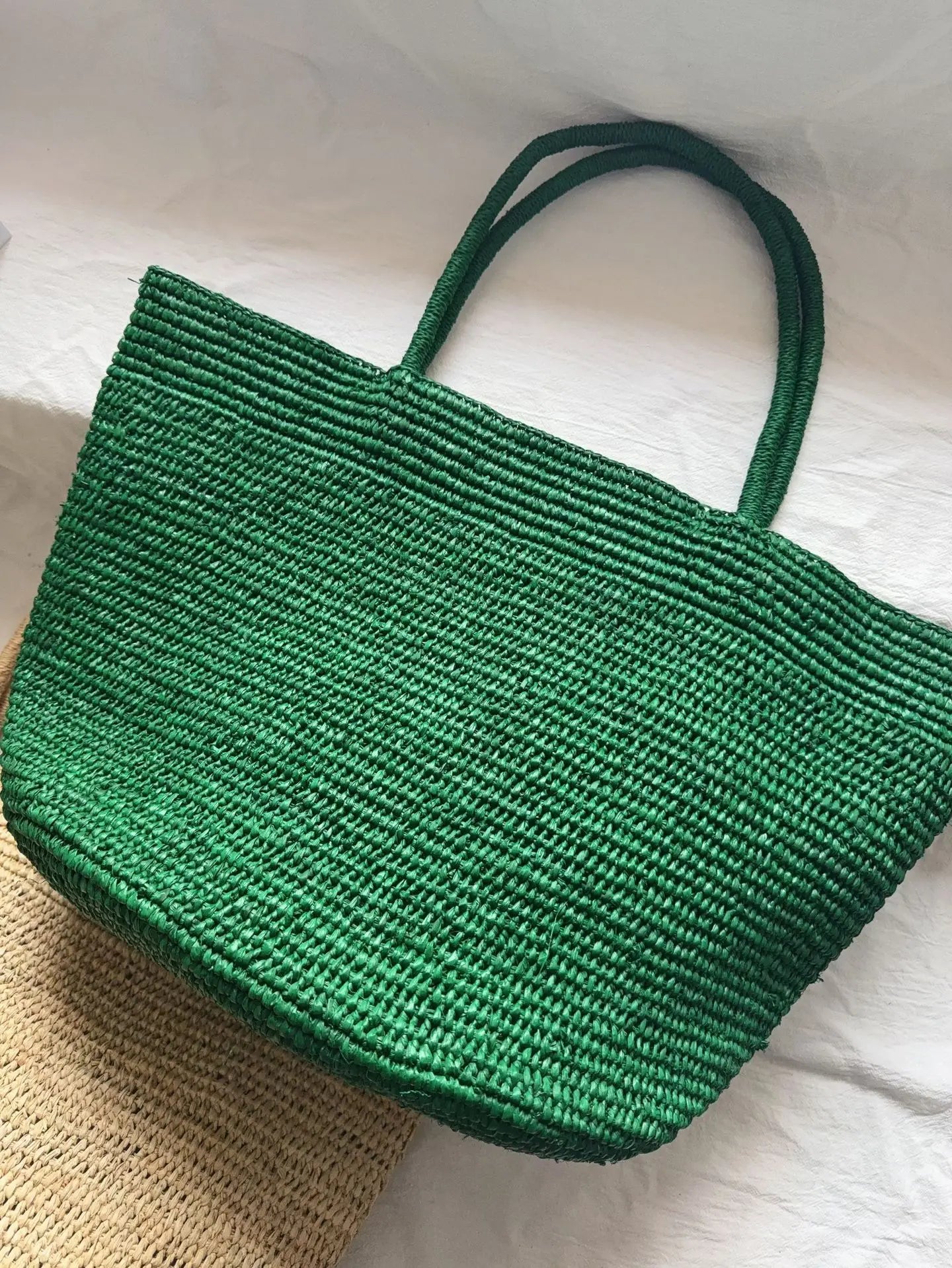 Large Handwoven Rattan Tote Bag for Women Natural Straw Beach Bag Purse Luxury Shoulder Bags Handbag Summer