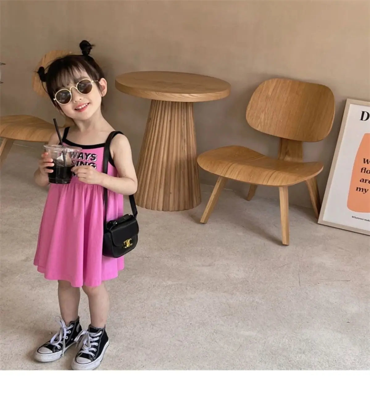 2026 Summer Girls Cute Print One Piece Suspender Dress Casual Design