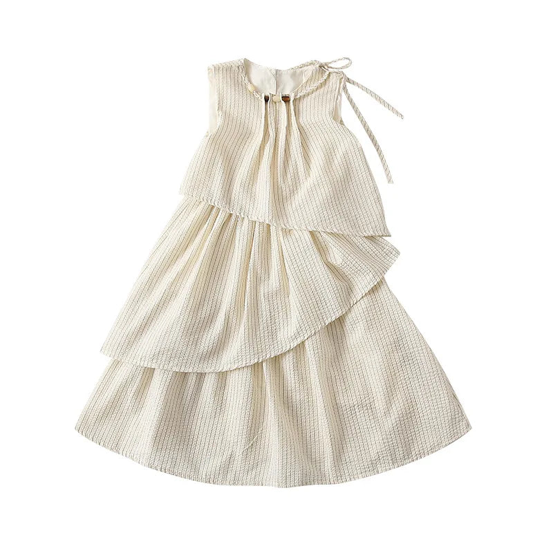 French Style Parent-child Matching Outfits Holiday Family Look Striped Button Shirt Ruffles Dress Cotton Soft Clothing Set Beach