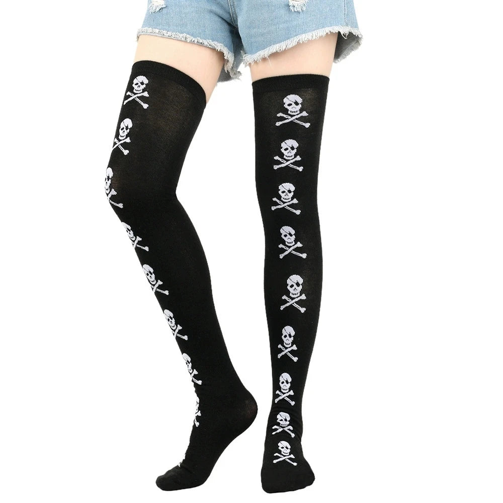 Halloween Stockings Blood Bat Spider Web Socks Festival Dress Up Props Cosplay Makeup Ball Party Skull Head Bone Long Socks New