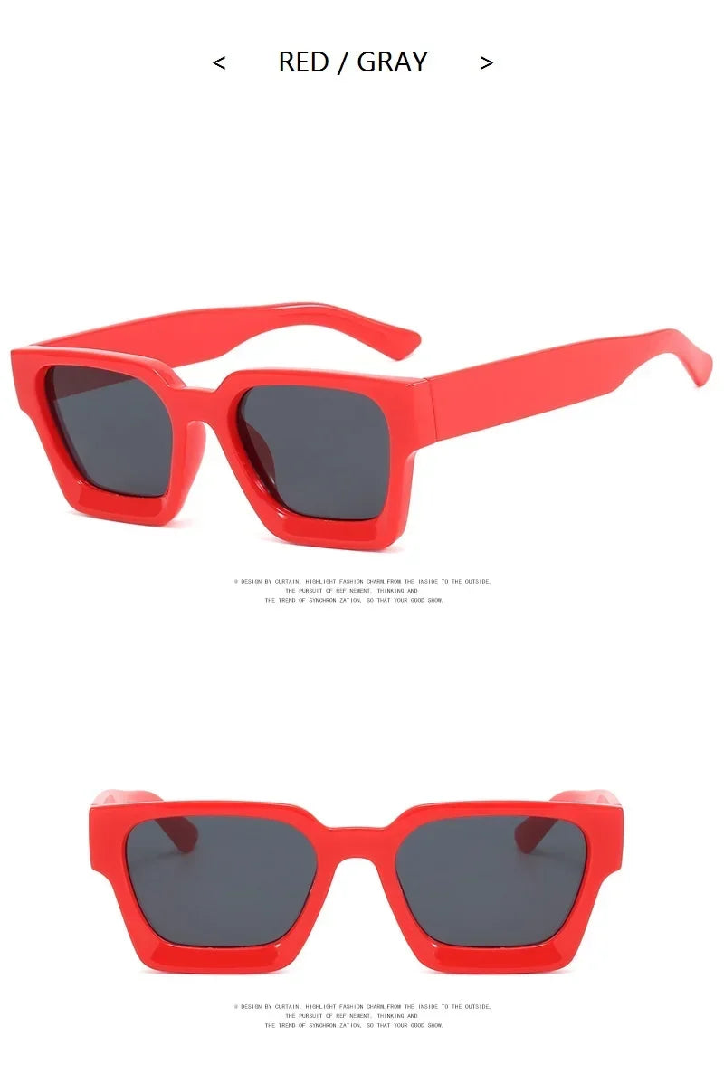 Unisex Square Vintage Sunglasses, UV400 Protection Retro Punk Style Fashion Shades, Designer Eyewear for Men & Women Driving, Outdoor & Daily Wear