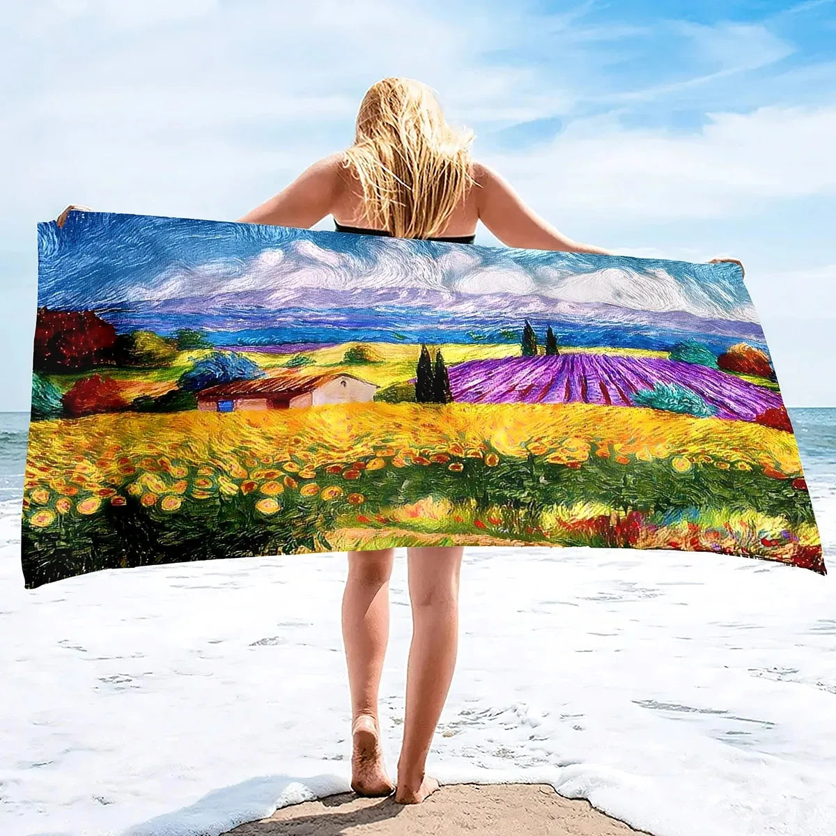Van Gogh Starry Night Sand Free Beach Towels Absorbent Oversized Bath Towel Large Size Hand Towels for Swimming Bathroom Pool